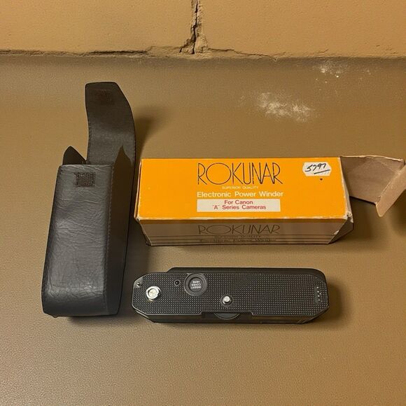 Rokunar Power Winder | for Canon A Series Cameras w/Leather Case Vintage - Picture 1 of 10